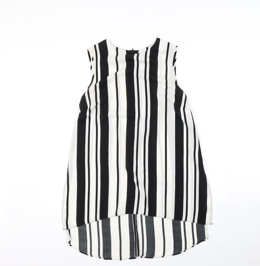 Papaya Womens Black Striped  Basic T-Shirt Size 10