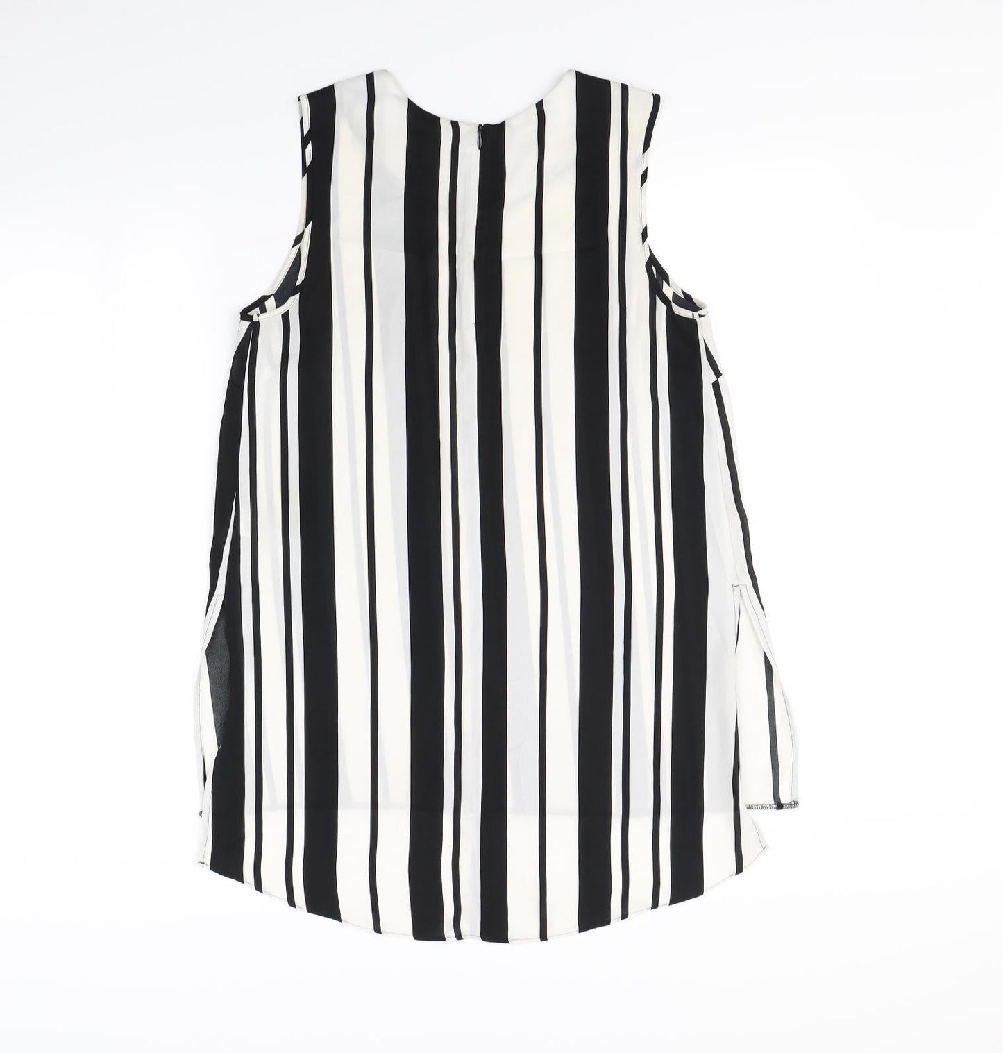 Papaya Womens Black Striped  Basic T-Shirt Size 10