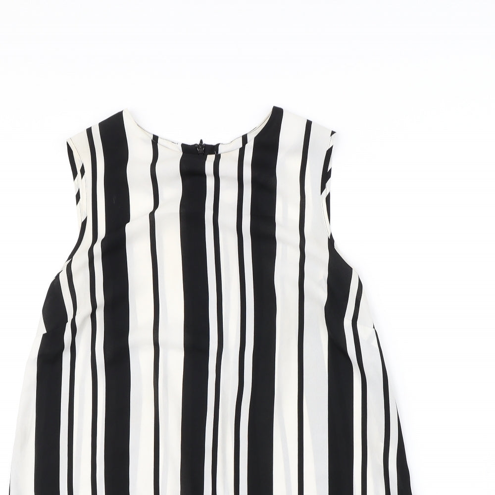 Papaya Womens Black Striped  Basic T-Shirt Size 10