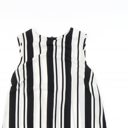 Papaya Womens Black Striped  Basic T-Shirt Size 10