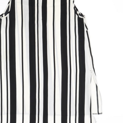 Papaya Womens Black Striped  Basic T-Shirt Size 10