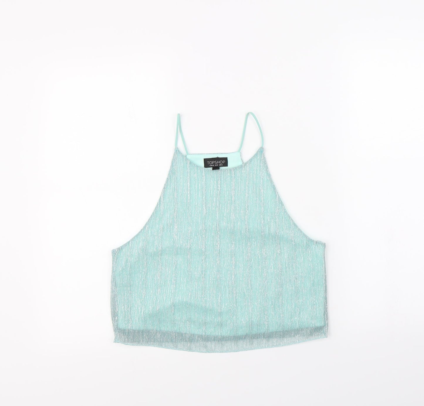 Womens UK Size 12 Topshop Green Cropped Tank