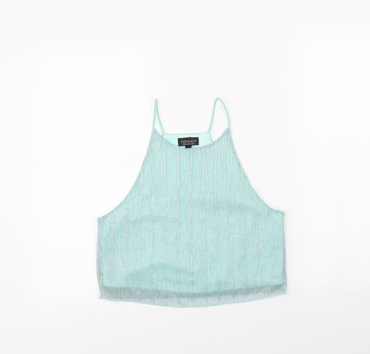 Womens UK Size 12 Topshop Green Cropped Tank