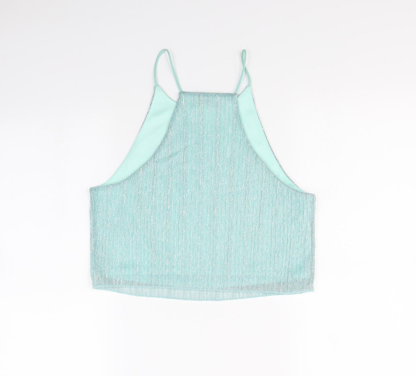 Womens UK Size 12 Topshop Green Cropped Tank