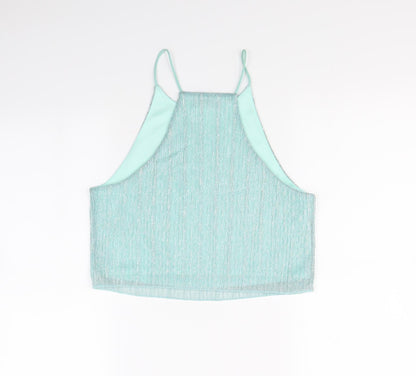 Womens UK Size 12 Topshop Green Cropped Tank