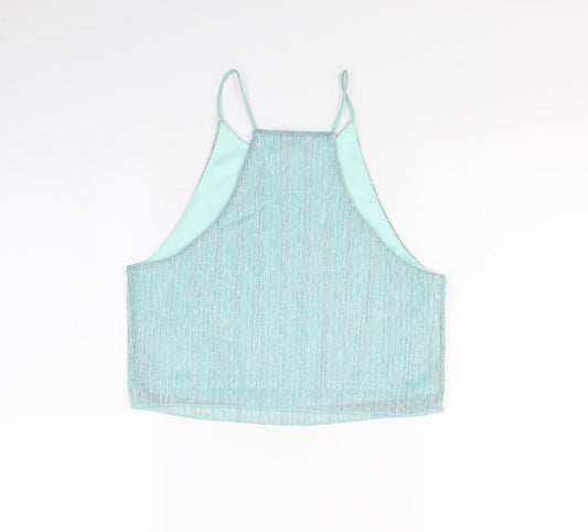 Womens UK Size 12 Topshop Green Cropped Tank