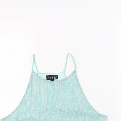 Womens UK Size 12 Topshop Green Cropped Tank