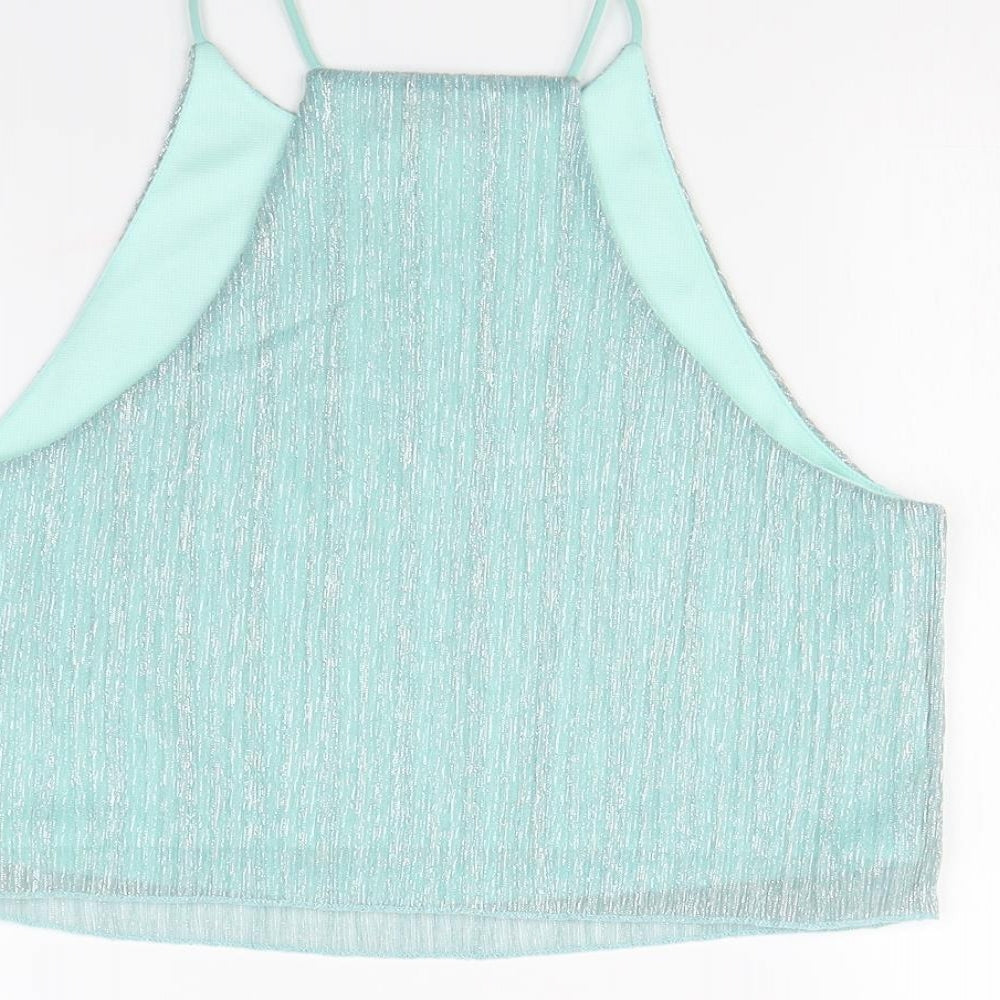 Womens UK Size 12 Topshop Green Cropped Tank