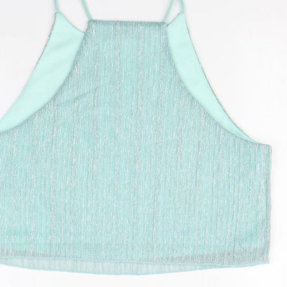 Womens UK Size 12 Topshop Green Cropped Tank