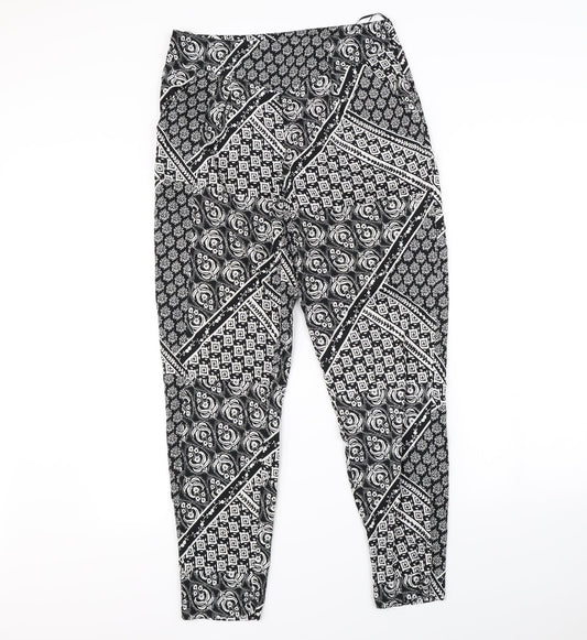 Miss Selfridge  Womens Black Geometric  Trousers  Size 10 L30 in