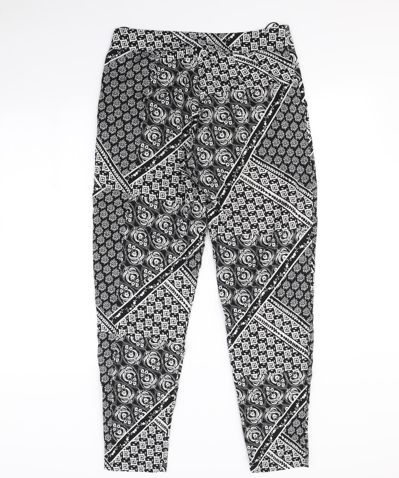 Miss Selfridge  Womens Black Geometric  Trousers  Size 10 L30 in