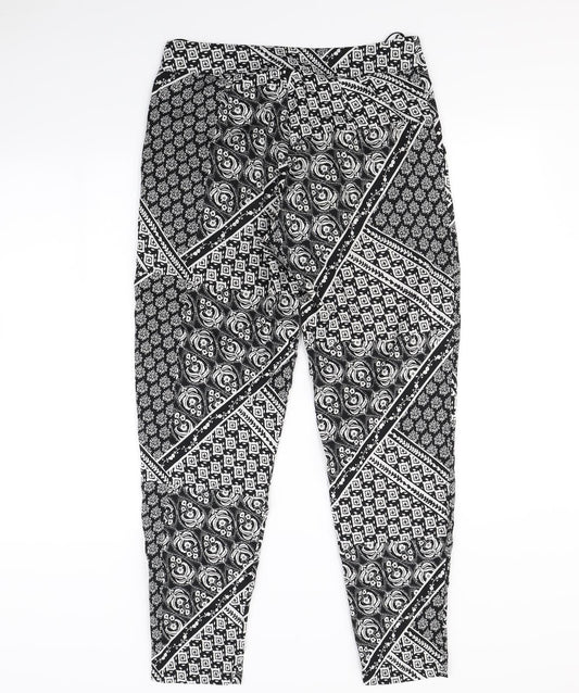 Miss Selfridge  Womens Black Geometric  Trousers  Size 10 L30 in
