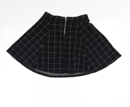 Divided Womens Black Plaid  Flare Skirt Size S