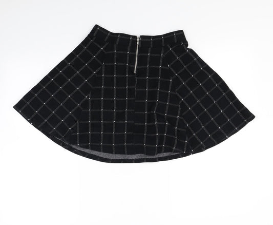Divided Womens Black Plaid  Flare Skirt Size S