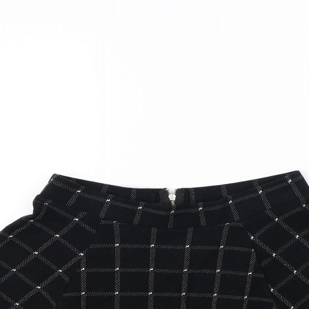 Divided Womens Black Plaid  Flare Skirt Size S