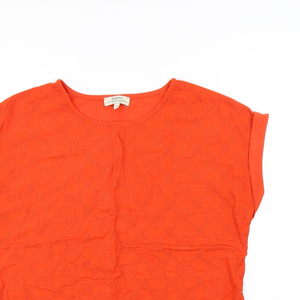 Papaya Womens Orange   Basic T-Shirt Size 12