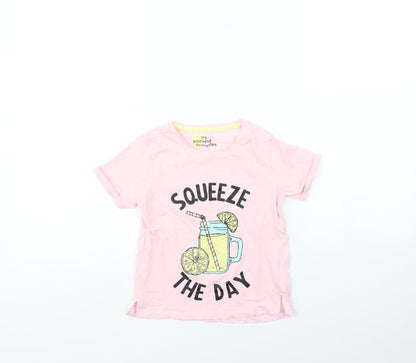 My Weekend Favourites Girls Pink   Basic T-Shirt Size 6 Years