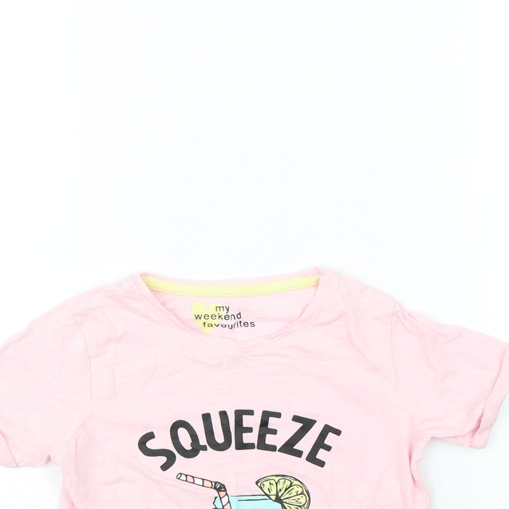 My Weekend Favourites Girls Pink   Basic T-Shirt Size 6 Years