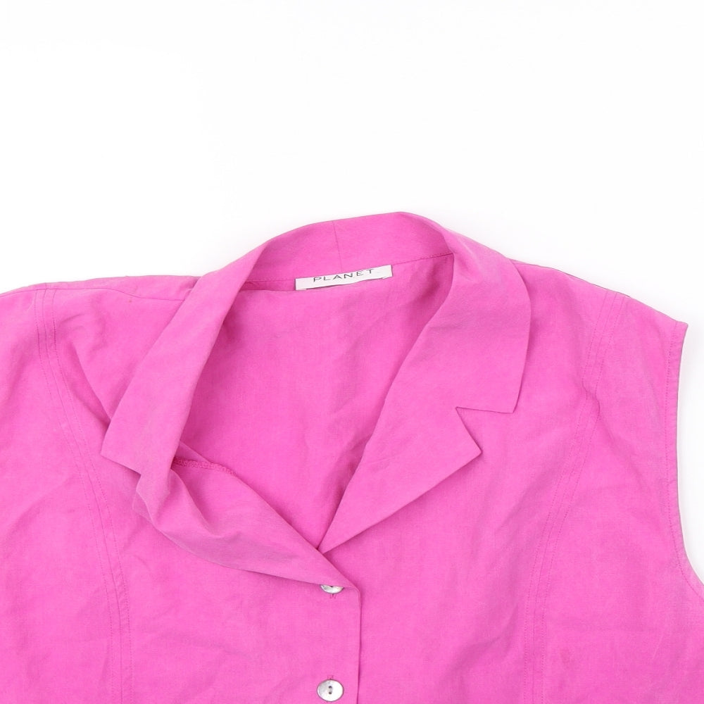Womens UK Size 16 PLanet Pink Basic Button-Up