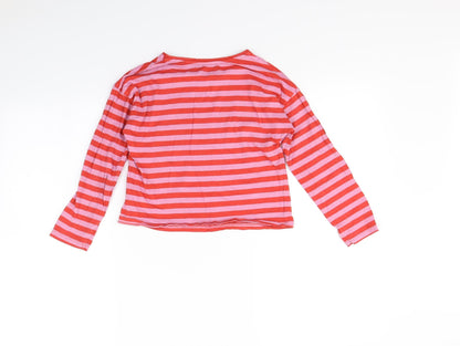 Tu Girls Orange Striped  Basic T-Shirt Size 9 Years