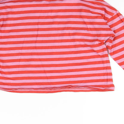 Tu Girls Orange Striped  Basic T-Shirt Size 9 Years