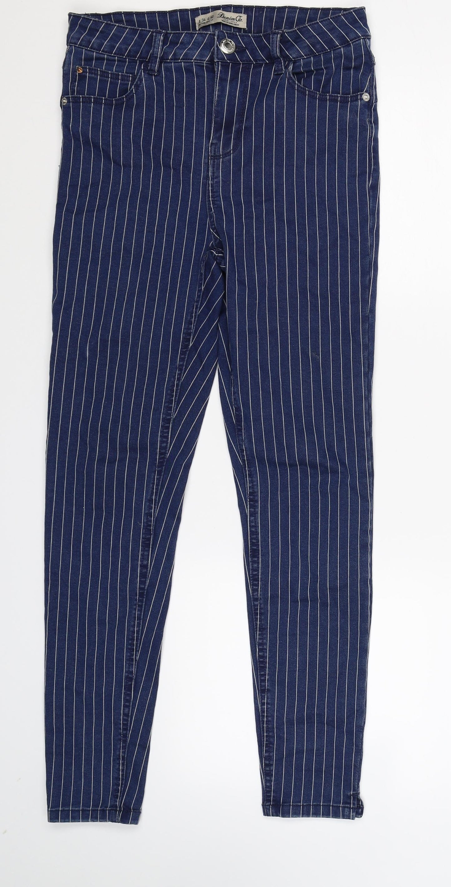 Denim Co Womens Blue Striped Denim Skinny Jeans Size 8 L26 in