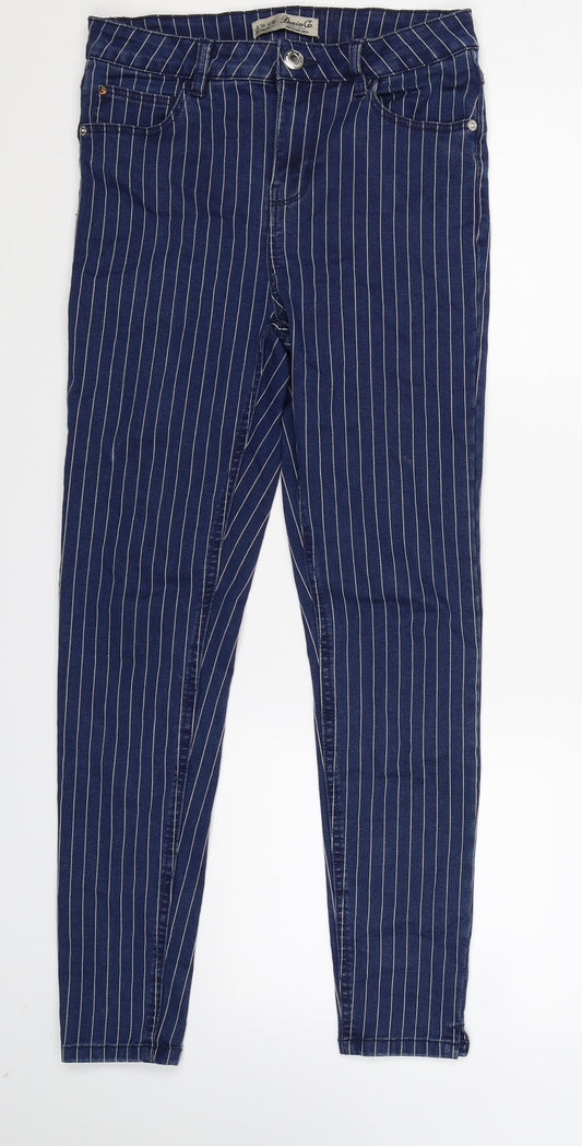 Denim Co Womens Blue Striped Denim Skinny Jeans Size 8 L26 in
