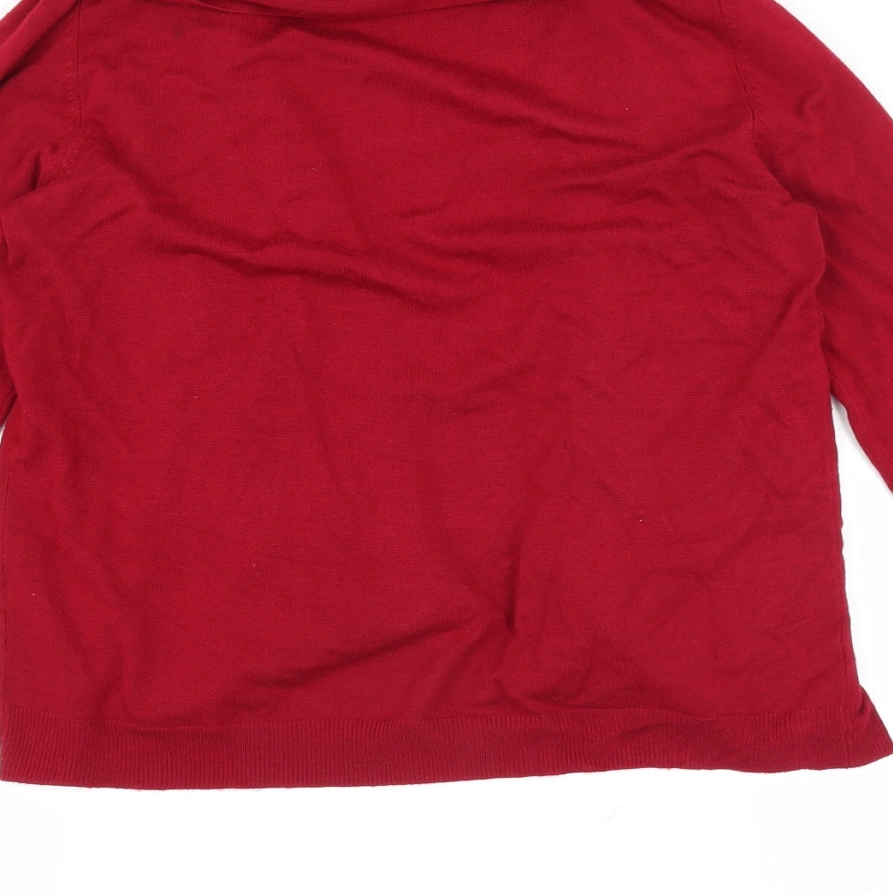 M&Co Womens Red   Cardigan Jumper Size M