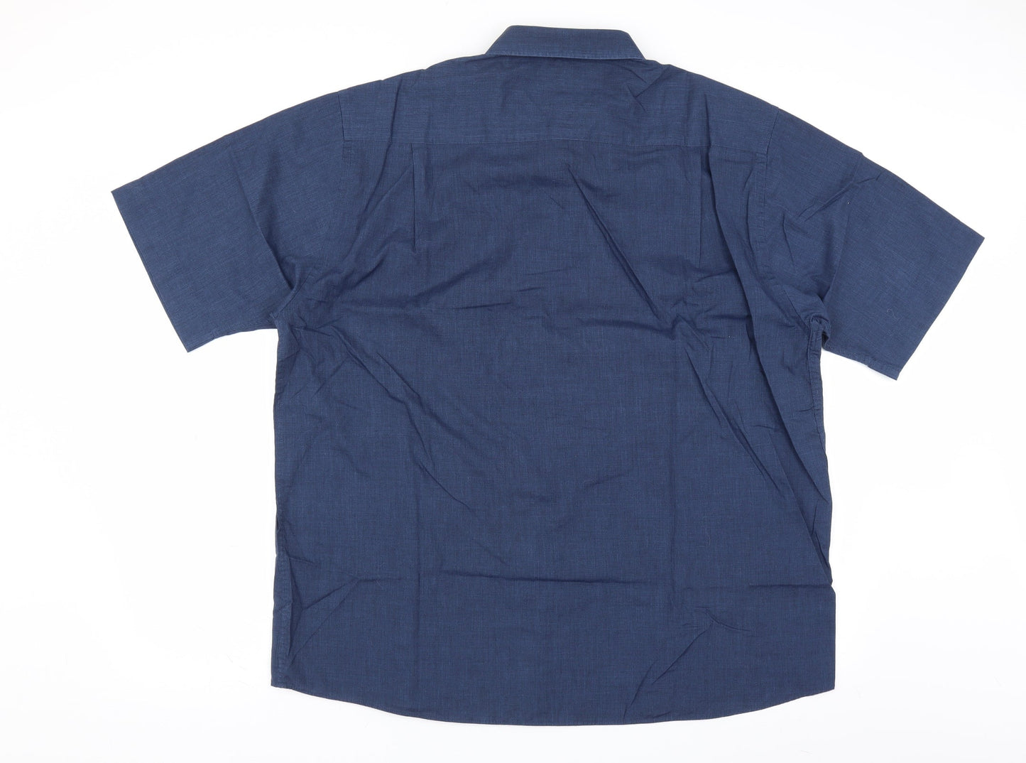 Mens UK Size 17.5 BHS Blue  Button-Up Short Sleeve Casual Shirt