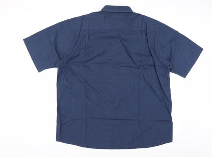 Mens UK Size 17.5 BHS Blue  Button-Up Short Sleeve Casual Shirt