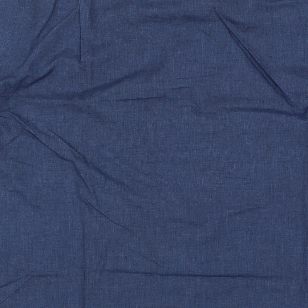 Mens UK Size 17.5 BHS Blue  Button-Up Short Sleeve Casual Shirt