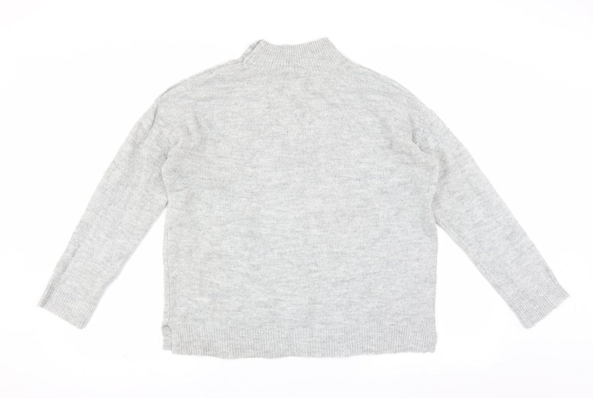 Dorothy Perkins Womens Grey   Pullover Jumper Size 10  - Button Detail