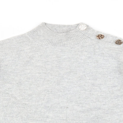 Dorothy Perkins Womens Grey   Pullover Jumper Size 10  - Button Detail