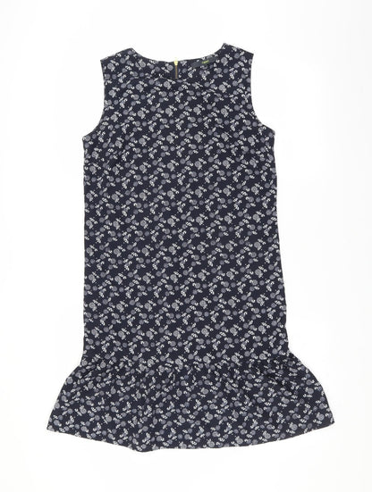 NEXT Womens Blue   Shift  Size 6  - ruffle hem parasol print