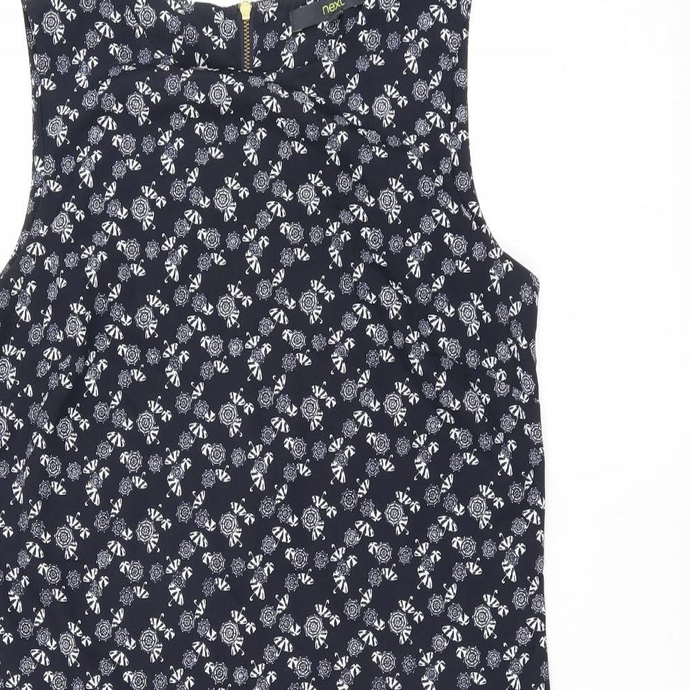 NEXT Womens Blue   Shift  Size 6  - ruffle hem parasol print