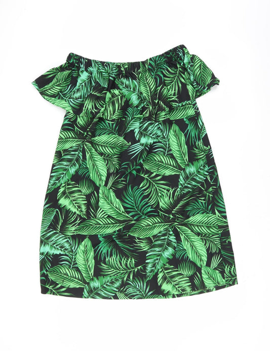 Primark Womens Black Floral  Shift  Size XS  - leaf pattern