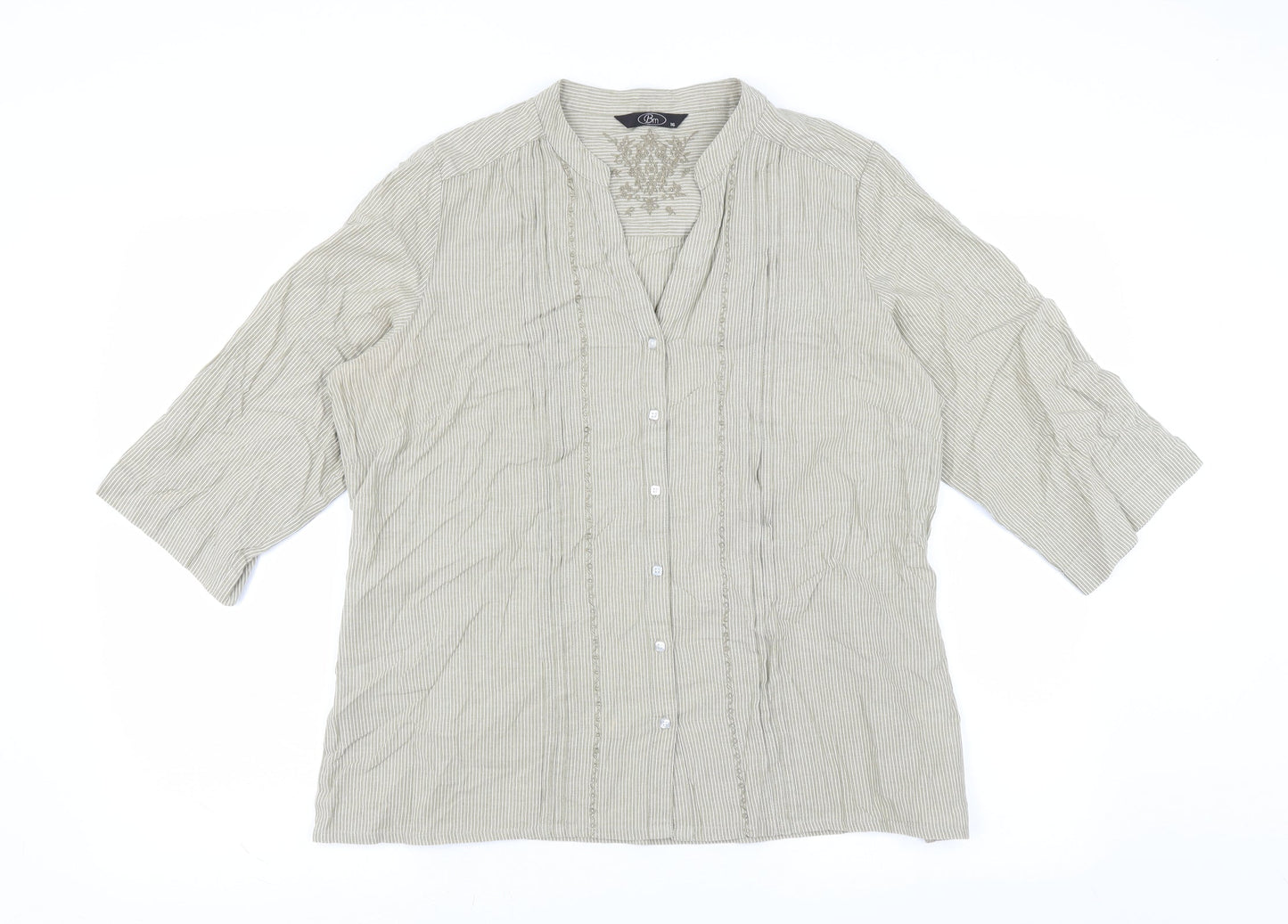 Womens UK Size 16 BM Beige Basic Blouse