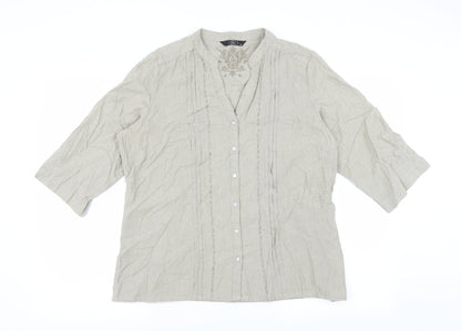 Womens UK Size 16 BM Beige Basic Blouse