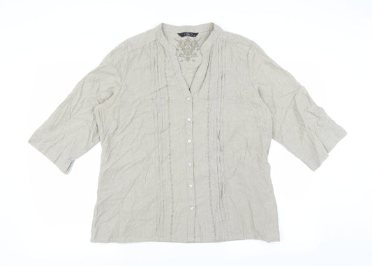 Womens UK Size 16 BM Beige Basic Blouse