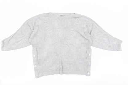 Marks and Spencer Womens Grey   Pullover Jumper Size M  - buttons side detail