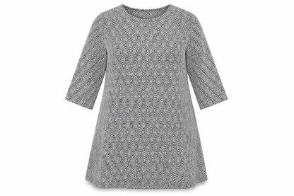 H&M Womens Grey Geometric  Fit & Flare  Size 14
