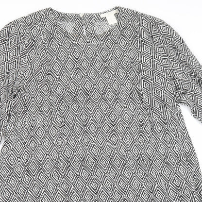 H&M Womens Grey Geometric  Fit & Flare  Size 14