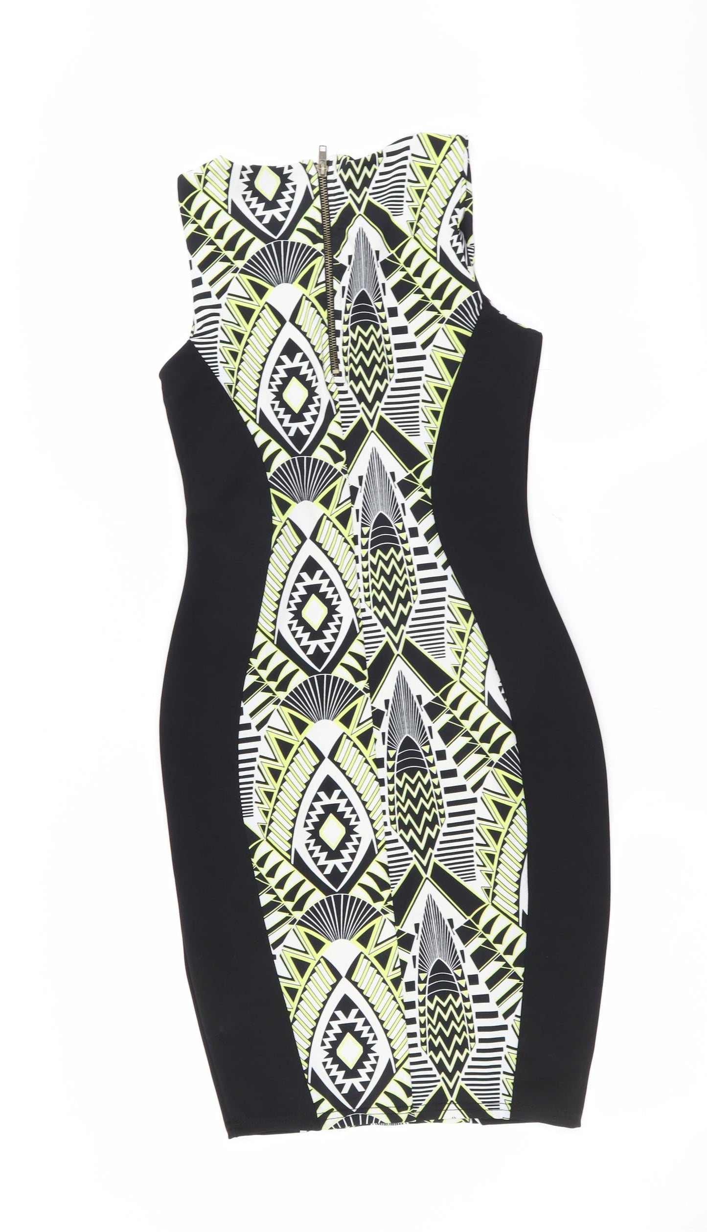 Internationale Womens Black Geometric  Bodycon  Size 10