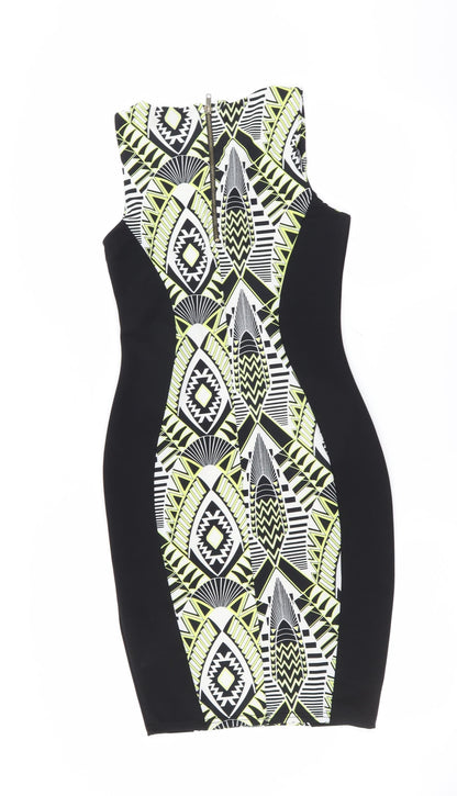 Internationale Womens Black Geometric  Bodycon  Size 10