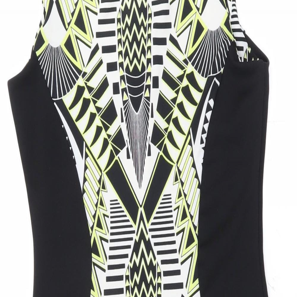 Internationale Womens Black Geometric  Bodycon  Size 10