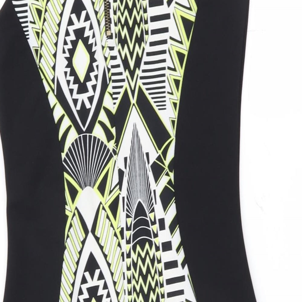 Internationale Womens Black Geometric  Bodycon  Size 10