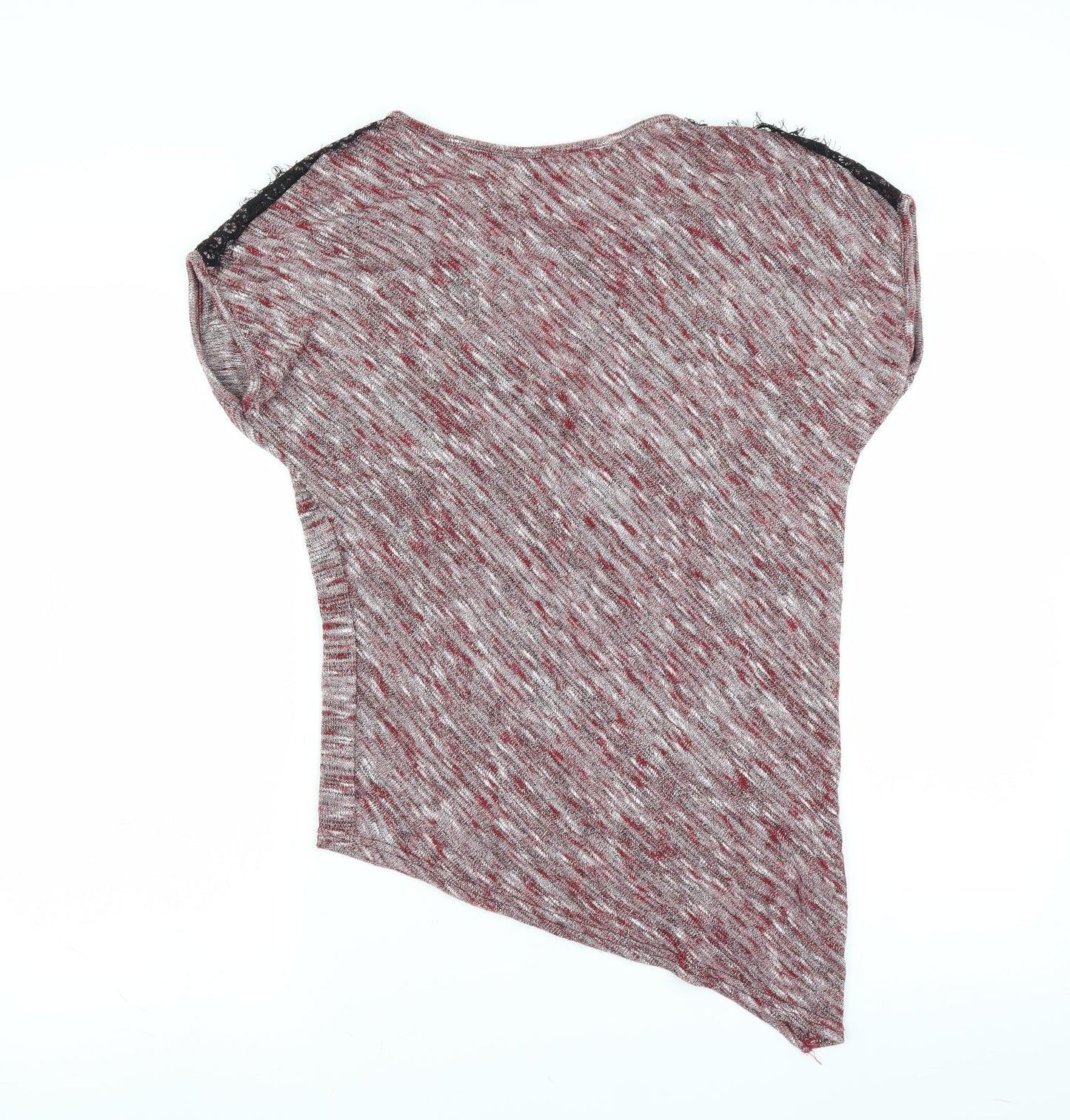 Miss Selfridge Womens Red   Pullover Jumper Size S  - Asymmetric Hem shoulder lace detail