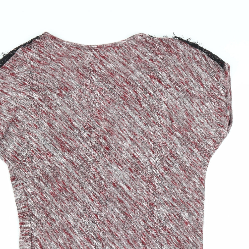 Miss Selfridge Womens Red   Pullover Jumper Size S  - Asymmetric Hem shoulder lace detail