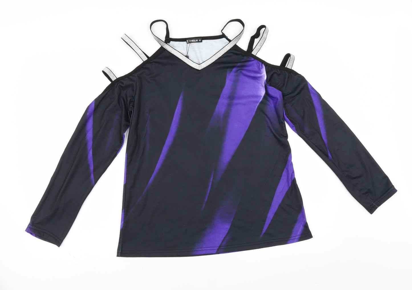 Womens UK Size S SHEILAY Black Basic Blouse