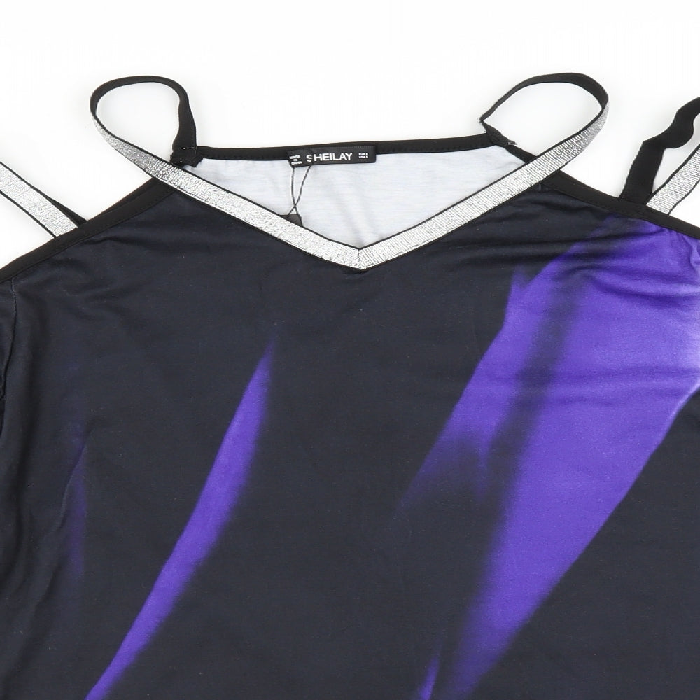 Womens UK Size S SHEILAY Black Basic Blouse